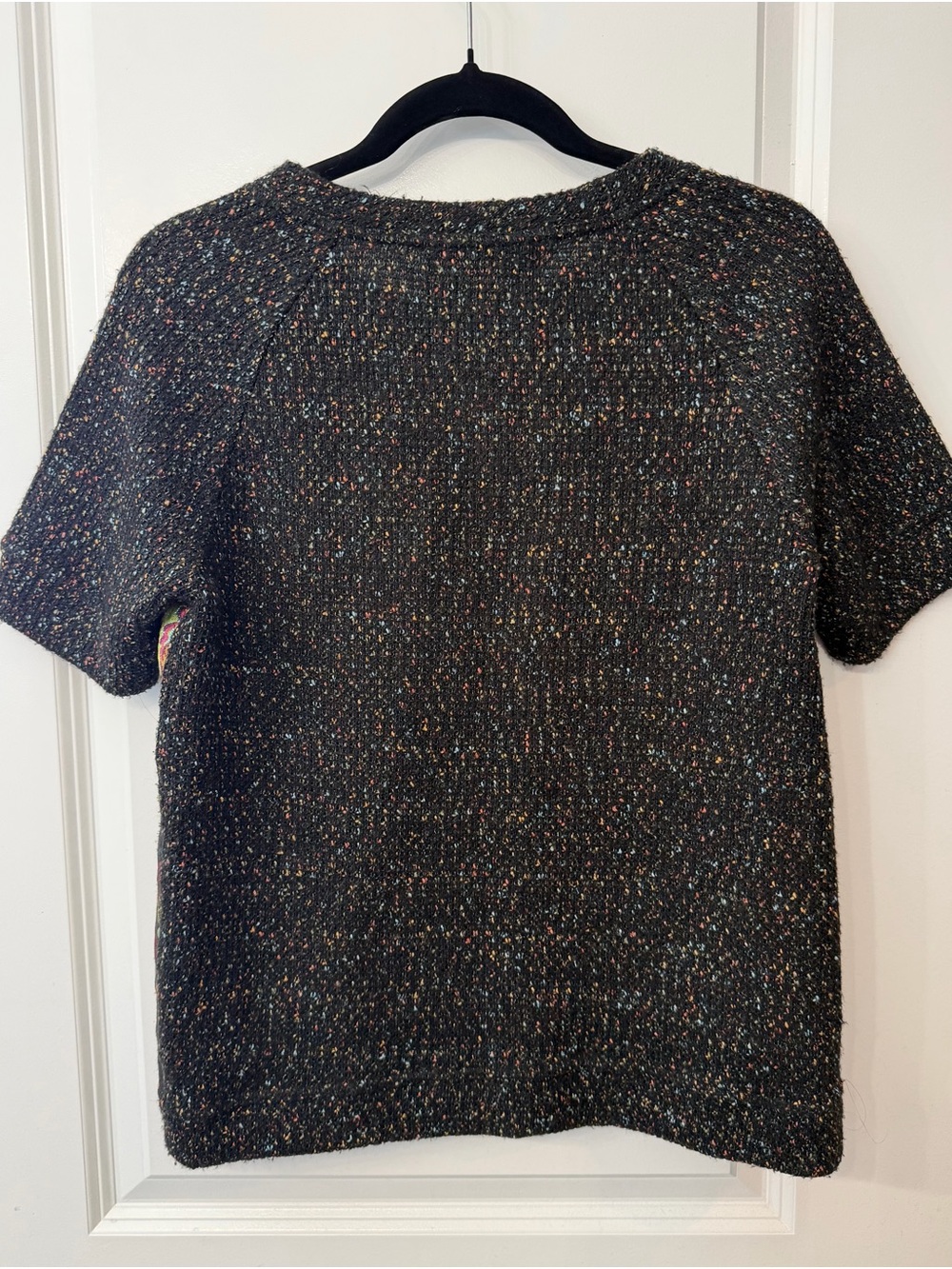 Anthropologie James Coviello Black Speckled Knit Top with Multicolor Accents - Picture 2 of 3